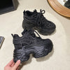 Image of Women High Platform Sneakers Bling Leather Sport Dad Shoes Trainers 11CM Casual Thick Bottom Chunky Sneakers Woman Zapatos Mujer